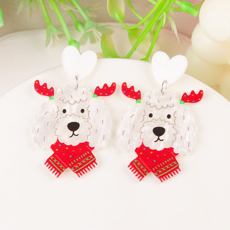 Wholesale  Christmas Series Elk Gloves Acrylic Earrings